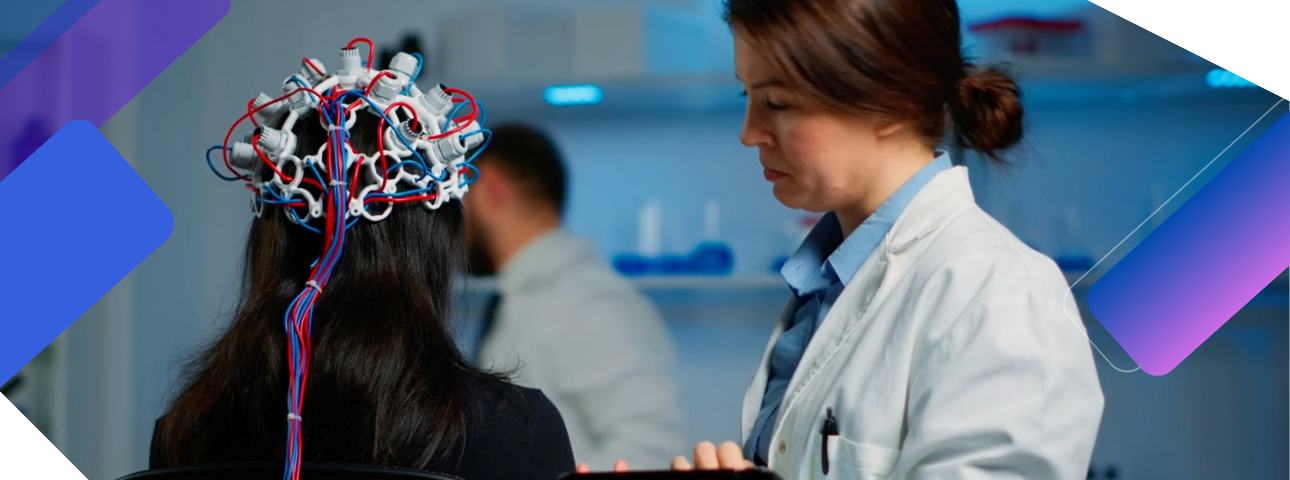 Clinician running an EEG brain assessment